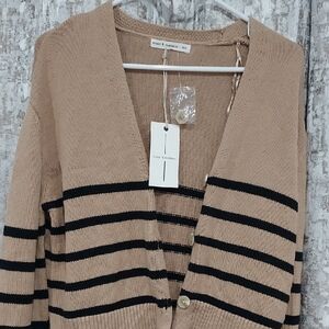 Moon & Madison Tan and Black Striped Cardigan
